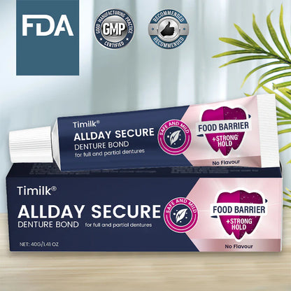 Timilk® AllDay Secure Denture Bond-Fit Seal,Secure Hold Up to 4 Days
