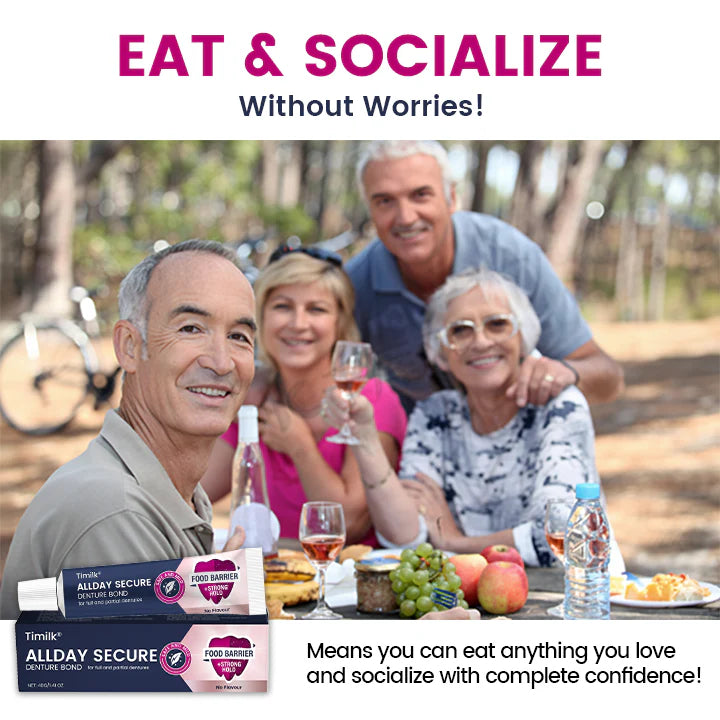 Timilk® AllDay Secure Denture Bond-Fit Seal,Secure Hold Up to 4 Days