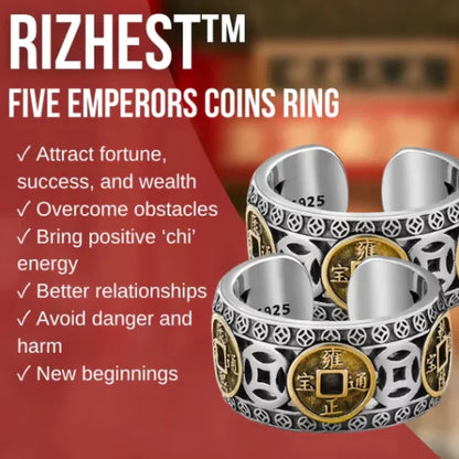 RIZHEST™ Five Emperors Coin Ring